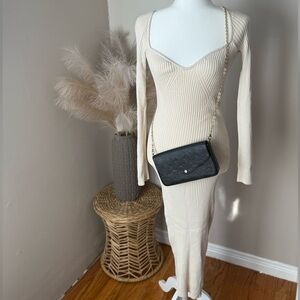 H&M Cream Maxi Dress with Black Bag